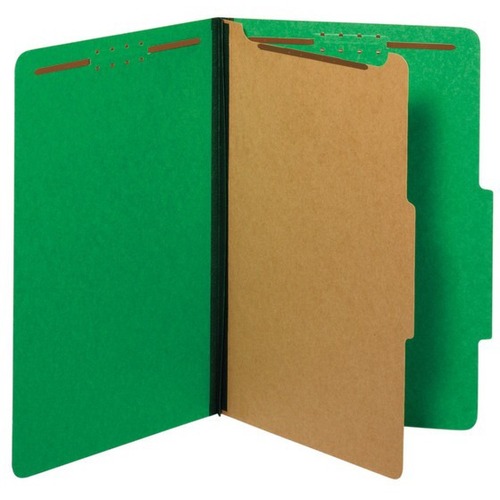 Pendaflex 2/5 Tab Cut Legal Classification Folder - 8 1/2" x 14" - 1 3/4" Expansion - 4 Fastener(s) - Top Tab Location - Right of Center Tab Position - 1 Divider(s) - 25 pt. - Dark Green - 10 Box