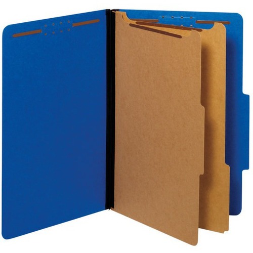 Pendaflex 2/5 Tab Cut Legal Recycled Classification Folder - 8 1/2" x 14" - 2 1/2" Expansion - 6 Fastener(s) - 2" Fastener Capacity - Top Tab Location - Right of Center Tab Position - 2 Divider(s) - Pressboard - Dark Blue - 60% Fiber Recycled - 1 Each