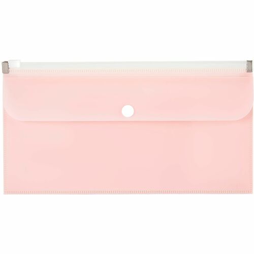 Office Depot® Brand 2-Pocket Envelope, 1-1/4" Expansion, Check Size, Pink - - Capacity1 1/4" Expansion - Top Tab Location - Full Length Tab Position - Polypropylene - Pink - 0% Recycled - 1 Each