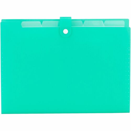 Office Depot® Brand Polypropylene File Folder, 5 Pocket, Expansion 3" , 8 1/2" x 11" , Letter, Aqua, Pack of 1 - 8 1/2" x 11" - 3" Expansion - 5 Pocket(s) - Top Tab Location - Aqua - Pocket - 0% Recycled - 1 Each