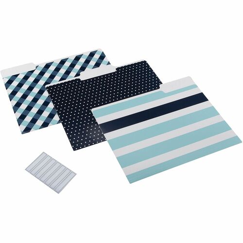 Realspace™ File Folders, Letter Size, Blue/Navy/White, Pack Of 6 - 8 1/2" x 11" - Capacity2" Expansion - Top Tab Location - Assorted Tab Position - Paper - Blue, Navy, White - 0% Recycled - 6 Pack