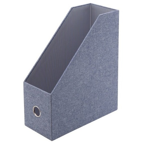 See Jane Work Chambray Magazine File, Blue - 500 x Sheet - 1 Compartment(s) - Vertical - 9.9" Height x 4.1" Width x 12" Depth - Blue - Fiberboard - 1 Each