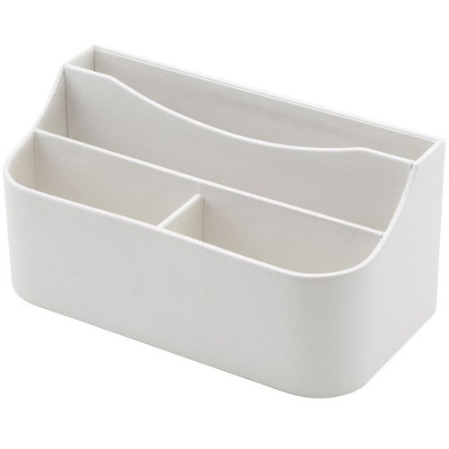 Realspace® White Faux Leather Desktop Valet - 450 x Sheet - 4 Compartment(s) - Horizontal - 6" Height x 12.5" Width x 6" DepthCounter, Desktop - White - Polyurethane - 1 Each