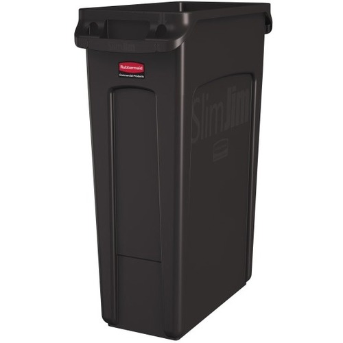 Rubbermaid Slim Jim Rectangular Polyethylene Vented Waste Receptacle, 23 Gallons, Brown - 23 gal Capacity - Rectangular - Long Lasting, Rugged, Handle - Linear Low-Density Polyethylene (LLDPE) - Brown - 1