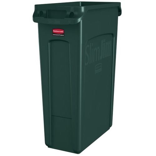 Rubbermaid Slim Jim Rectangular Polyethylene Vented Waste Receptacle, 23 Gallons, Green - 23 gal Capacity - Rectangular - Long Lasting, Rugged, Handle - Linear Low-Density Polyethylene (LLDPE) - Green - 1