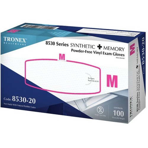 Tronex Synthetic + Memory Powder-Free Vinyl Exam Gloves, Medium, Natural, Pack Of 1,000 Gloves - Medium Size - For Right/Left Hand - Natural, Tan - Latex-free, Durable - 10 Case