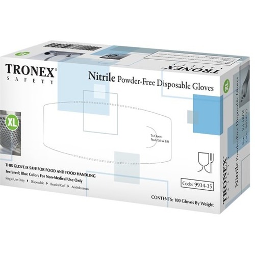 Tronex Multipurpose Gloves - X-Large Size - For Right/Left Hand - Blue - Latex-free, Textured Fingertip, Stretchable, Soft, Fatigue-free - For Medical - 10 Case