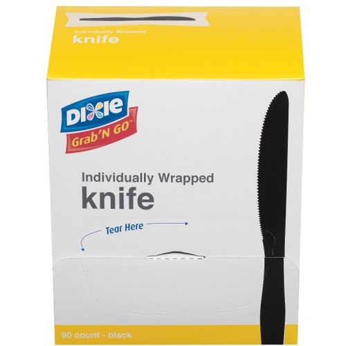 Dixie Grab'N Go Knives, Black, 90 Per Box, Pack Of 6 Boxes - Knife - 1 x Knife - Breakroom, Kitchen - Disposable - Black - 90 / Box