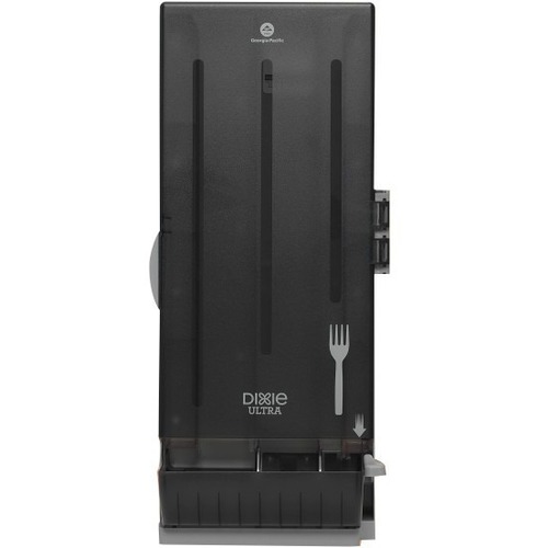Dixie Fork Dispenser - 24.8" Height x 10" Width x 8.8" Depth - Translucent Black - Plastic - 1 Each