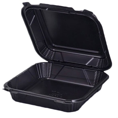 Genpak Harvest Pro Hinged Containers, 9-1/4" x 3" , Black, Pack Of 150 Containers - Storing - Microwave Safe - Black - Polypropylene, Plastic Body - 150 / Pack