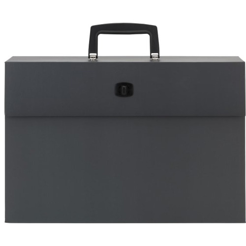 Office Depot® Brand Paper Expanding Case File, 19 Pockets, Legal Paper Size, Gray - 8 1/2" x 14" , 8 1/2" x 11" - 19 Pocket(s) - Assorted Tab Position - Gray - Latch Lock, Handle - 1 Each