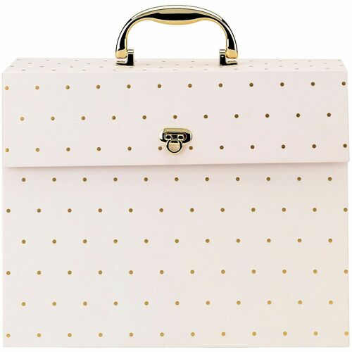 Office Depot® Brand Paper Expanding Case File, 19 Pockets, Letter Paper Size, Pink/Gold Dots - 8 1/2" x 11" - 19 Pocket(s) - Pink, Gold - Latch Lock, Handle - 1 Each