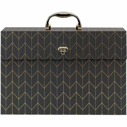 Office Depot® Brand Paper Expanding Case File, 19 Pockets, Legal Paper Size, Gray/Gold Chevron - 8 1/2" x 14" , 8 1/2" x 11" - Capacity8" Expansion - 19 Pocket(s) - Top Tab Location - Assorted Tab Position - Paper - Gold Chevron, Gray - 1 Each