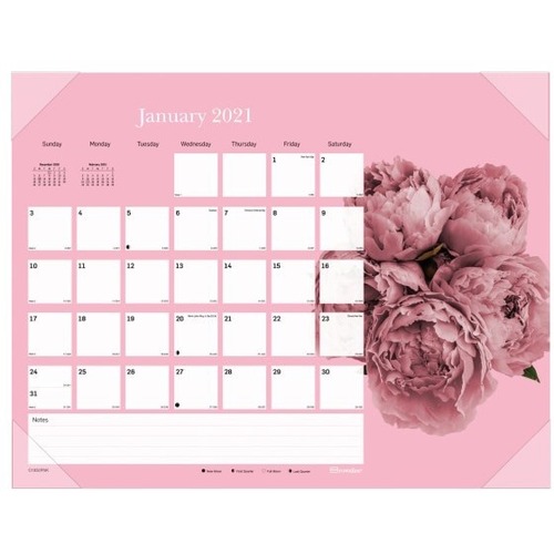 Brownline Calendar - Large Size - Monthly - 12 Month - January 2021 - December 2021 - 17" x 22" White Sheet - Desk - White - Paper - 22" Height x 17" Width - Notes Area - 1 Each