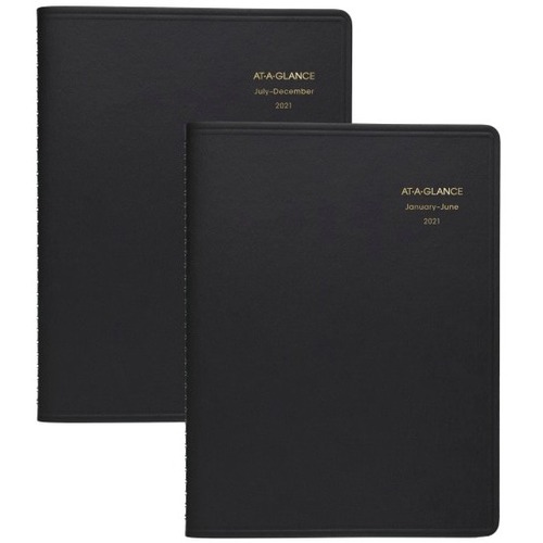 At-A-Glance Appointment Book - Large Size - Julian Dates - Daily - 12 Month - January 2021 - December 2021 - 7:30 AM to 7:30 PM - Quarter-hourly, 7:00 PM to 8:00 PM - Half-hourly - 8 1/2" x 11" White Sheet - Wire Bound - Black - Faux Leather - Black Cover