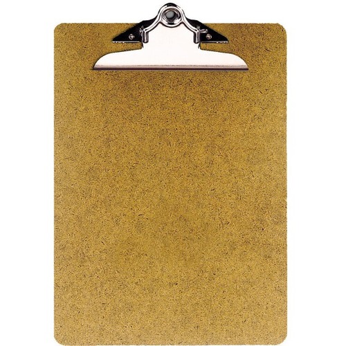 Officemate 100% Recycled Hardboard Clipboard, Letter Size, 9" x 12 1/2" , Brown - 8 1/2" x 11" Sheet Size - Butterfly Clip - Hardboard, Fiberboard - Brown