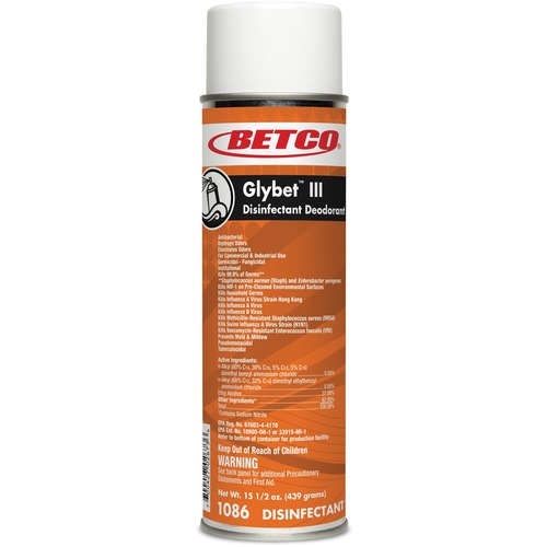 Betco Glybet III Disinfectant - Ready-To-Use Aerosol - 496 fl oz (15.5 quart) - Citrus Bouquet Scent - 12 / Carton - Clear