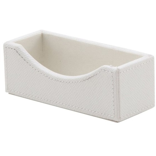 Realspace® White Faux Leather Business Card Holder - 2.7" x 4.5" x 0.5" x - Fiberboard, Polyurethane - 1 Each - White