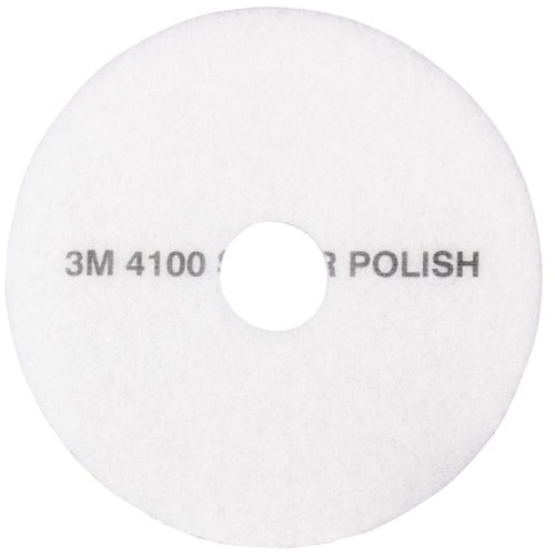 3M 4100 Super Polishing Floor Pads, 19" Diameter, White, Pack Of 5 Pads - Round19" Diameter x 1" Thickness - Floor - Vinyl, Vinyl Composition Tile (VCT), Marble, Terrazzo, Concrete, Wood Floor - 175 rpm to 600 rpm Speed Supported - Reversible - Polyester 