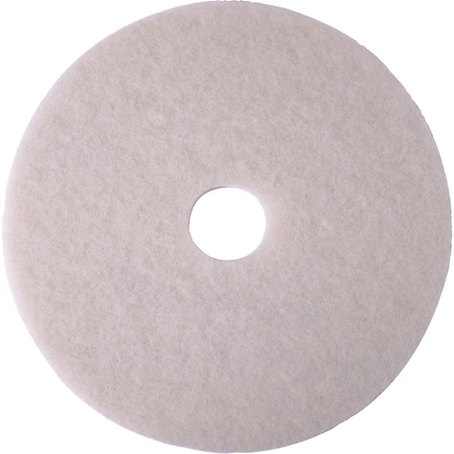 3M White Super Polish Pad 4100 - 5/Pack - Round x 14" Diameter x 1" Thickness - Floor, Buffing, Polishing - Ceramic Tile, Concrete, Linoleum, Marble, Vinyl Composition Tile (VCT), Vinyl, Wood Floor - 175 rpm to 600 rpm Speed Supported - Durable, Scuff Mar
