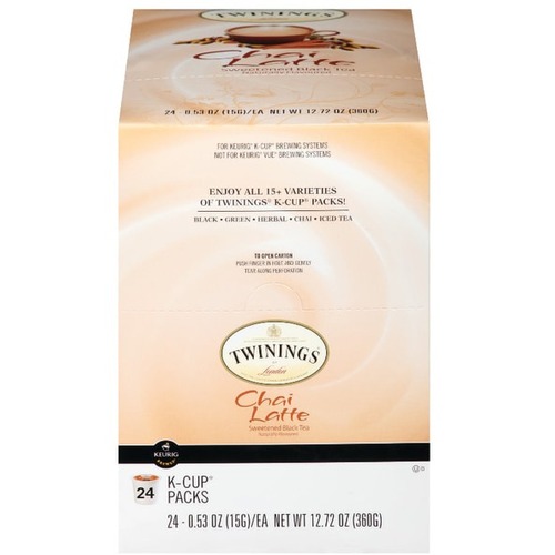 Twinings Chai Latte Single-Serve K-Cups, 12.72 Oz, Carton Of 24 Black Tea K-Cup - 12.7 oz Per Box - 4 Cup - 24 / Carton
