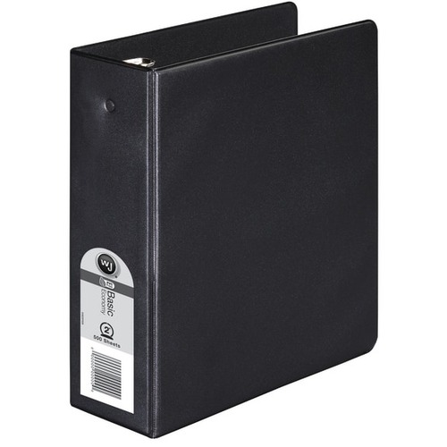 Wilson Jones Basic Round Ring Mini Binder, 5 1/2" x 8 1/2" , 2" Rings, Black - 5 1/2" x 8 1/2" Sheet Size - 450 Sheet Capacity - Round Ring Fastener(s) - 2 Internal Pocket(s) - Chipboard - Black - Recycled - Sturdy, Rugged - 1 Each