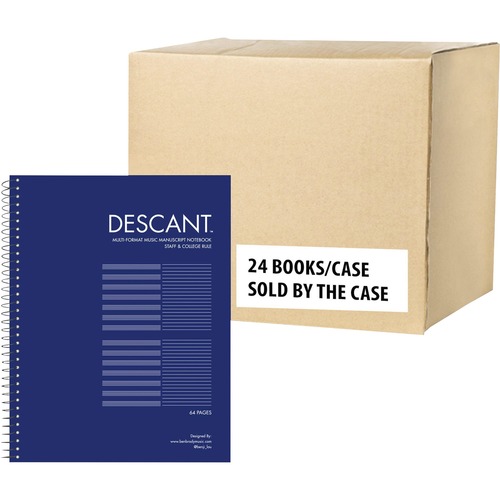Roaring Spring Descant Music Book 11"x8.5" - 32 Sheets - 64 Pages - Spiral Bound - Stave, College Ruled - 60 lb Basis Weight - Letter - 8 1/2" x 11" - 0.25" x 8.5" x 11" - Ivory Paper - Black Binding - Heavyweight Sheet, Snag Proof - 24 / Carton