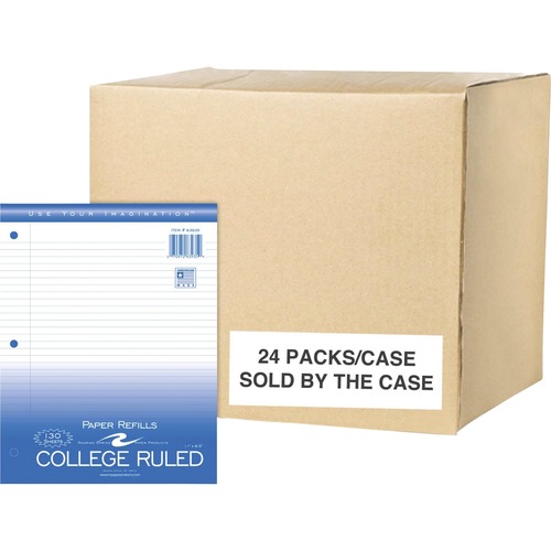 Roaring Spring College Ruled Filler Paper - 130 Sheets - 260 Pages - Printed - Ring - Both Side Ruling Surface - College Ruled Front Ruling - Red Margin - 3 Hole(s) - 15 lb Basis Weight - 56 g/m² Grammage - Letter - 8 1/2" x 11" Sheet Size - 0.40" He