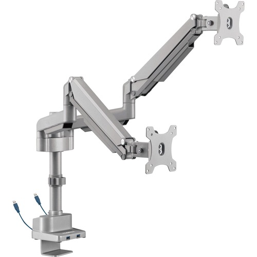 Lorell Mounting Arm for Monitor - Gray - Height Adjustable - 2 Display(s) Supported - 19.80 lb Load Capacity - 75 x 75, 100 x 100 - 1 Each