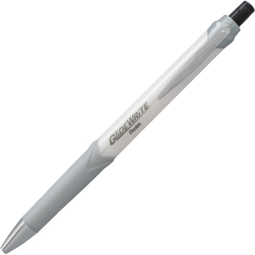 Pentel GlideWrite Signature 1.0mm Ballpoint Pen - 1 mm Pen Point Size - Black, White Gel-based Ink - 1 Dozen