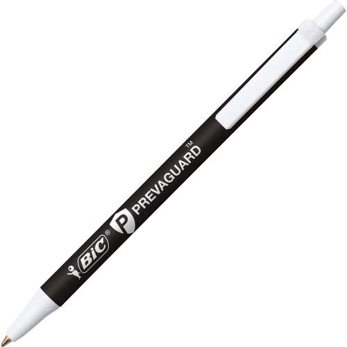 BIC PrevaGuard Clic Stic Antimicrobial Ballpoint Pen - 1 mm Medium Pen Point - Retractable - Black Ink - Black Barrel - 1 Dozen