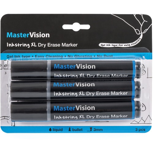 Bi-silque Dry Erase Markers - 3 mm Marker Point Size - Bullet Marker Point Style - Black Gel-based Ink - 3 Each