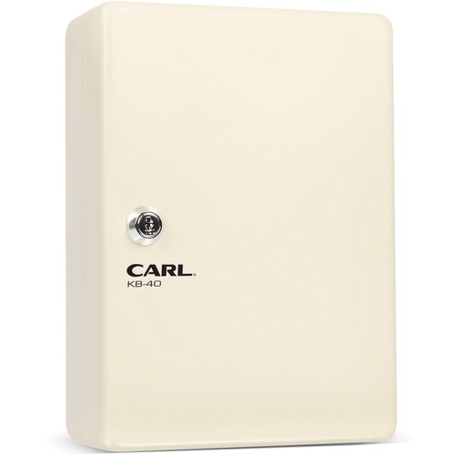 CARL Steel Security Key Cabinet - 10.3" x 7" x 3.5" - Lockable, Wall Mountable - Ivory - Steel