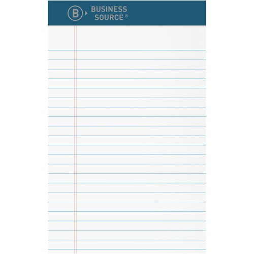 Business Source Premium Writing Pad - x 5" Width x 8" Length - White Paper - Tear Proof, Sturdy Back, Bleed-free - 1 Dozen