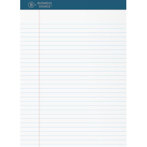 Business Source Premium Writing Pad - 2.50" Height x 8.5" Width x 11.8" Length - White Paper - Tear Proof, Sturdy Back, Bleed-free - 1 Dozen