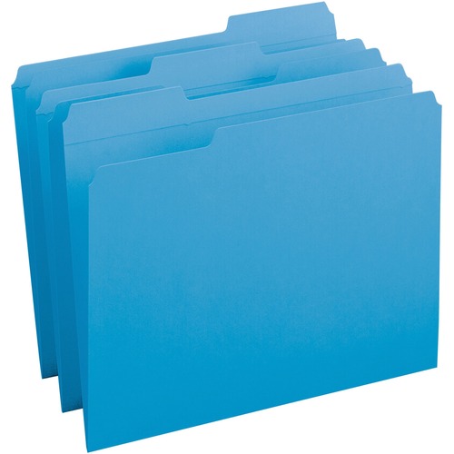 Business Source 1/3 Tab Cut Recycled Top Tab File Folder - Blue - 10% Recycled - 100 / Box