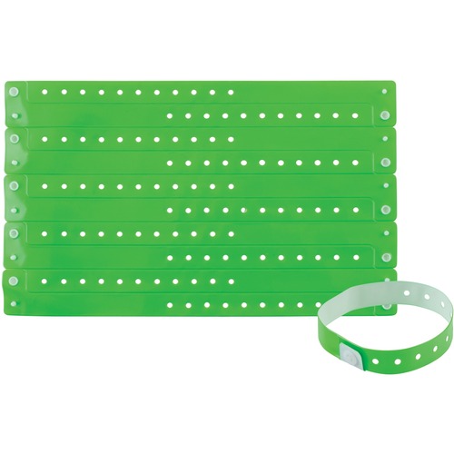 Advantus Colored Vinyl Wristbands - 100 / Pack - 0" Height x 0.6" Width x 9.8" Length - Green - Vinyl