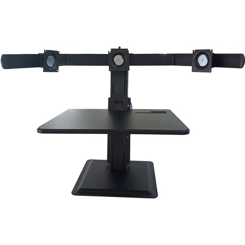 Lorell Deluxe Light-Touch 3-Monitor Desk Riser - Up to 32" Screen Support - 35" Height x 26" Width x 27.3" Depth - Desk - Black
