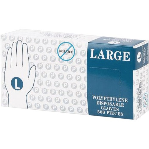 Ralston Poly Disposable Gloves - Hand Protection - Large Size - High-density Polyethylene (HDPE) - Clear - Disposable, Germs-free, Latex-free, Powder-free, Embossed, Comfortable - For Food Service, Sanitation, Restaurant, Food Preparation, Home - 500 / Bo