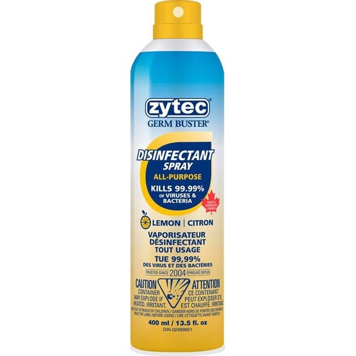 Zytec Hand Sanitizer Spray - Lemon Scent - 400 mL - Spray Bottle Dispenser - Kill Germs - Hand, Home, Office, School, Hospital, Healthcare, Gym - Clear - Quick Drying, Residue-free 