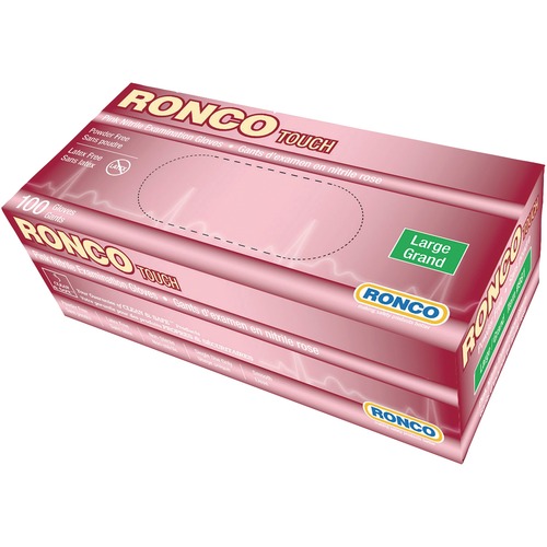 RONCO Touch Examination Glove - Large Size - Nitrile - Pink - Ultra Thin, Flexible, Solvent Resistant, Chemical Resistant, Powder-free, Latex-free, Disposable - For Healthcare Working, Emergency Medical Service (EMS), Beauty Salon, Dental, Veterinary, Foo