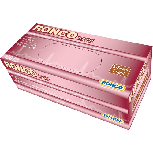 RONCO Touch Examination Glove - X-Small Size - Nitrile - Pink - Ultra Thin, Flexible, Solvent Resistant, Chemical Resistant, Powder-free, Latex-free, Disposable - For Healthcare Working, Emergency Medical Service (EMS), Beauty Salon, Dental, Veterinary, F - Examination Gloves - RON951
