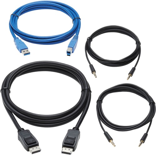 Tripp Lite Cable Kit DisplayPort KVM Cable Kit for Tripp Lite B005-DPUA2-K and B005-DPUA4 KVM, 4K DP, USB 3.1, 3.5 mm, 6 ft. - Tripp Lite P580-006 DisplayPort cable (M/M), 6 ft., U322-006 USB-A to USB-B cable (M/M), 6 ft., (2) P312-006 3.5 mm audio cables
