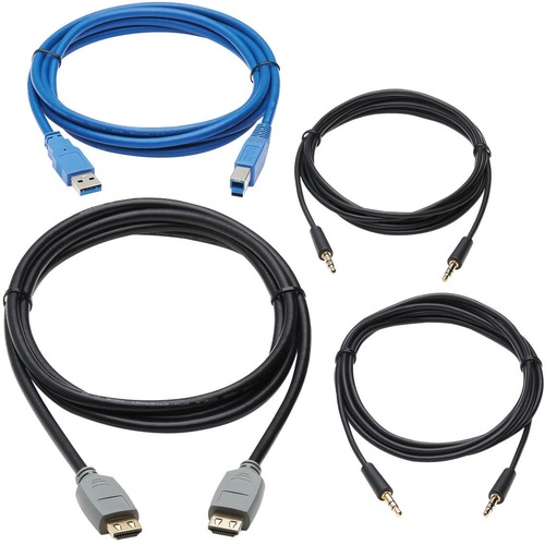 Tripp Lite Cable Kit HDMI KVM Cable Kit for Tripp Lite B005-HUA2-K and B005-HUA4 KVM, 4K HDMI, USB 3.1 Gen 1, 3.5 mm, 6 ft. - Tripp Lite P568-006-2A HDMI cable (M/M), 6 ft., U322-006 USB-A to USB-B cable (M/M), 6 ft., (2) P312-006 3.5 mm audio cables (M/M