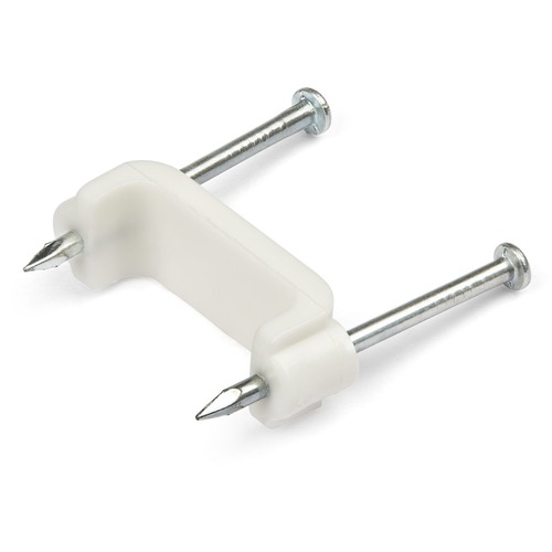 StarTech.com 100 Pack Cable Clips with Nails - Two Steel Nails - Reusable Nail-in Clamps - Cord Mounting Clips/Fasteners/Tacks White - TAA - Large nail in cable clips with internal dimensions of 18.7 mm x 8.0 mm (0.74 in x 0.31 in) - Easily install/remove