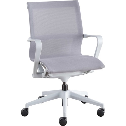 Lorell Premium Executive Mesh Mid-back Sling Chair - Nylon Seat - Nylon, Mesh Back - Plastic Frame - Mid Back - 5-star Base - Gray - 1 Each