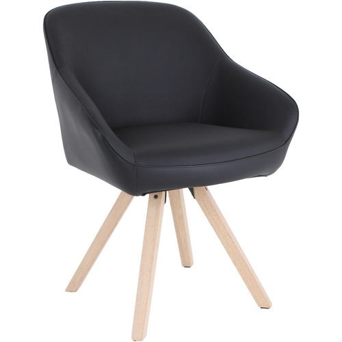 Lorell Natural Wood Legs Modern Guest Chair - Four-legged Base - Black - 1 Each