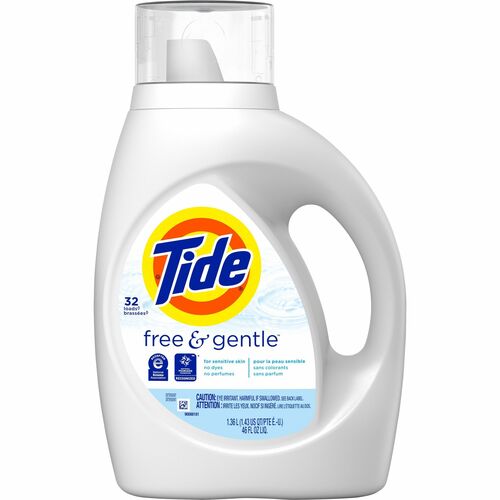 Tide Free & Gentle Detergent - 46 fl oz (1.4 quart) - 1 Bottle - Hypoallergenic, Dye-free, Fragrance-free