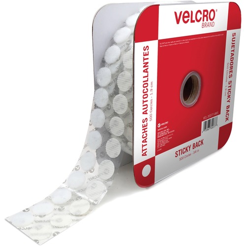 VELCRO® Coin Fasteners - 0.75" Length x 0.75" Width - 500 / Pack - White