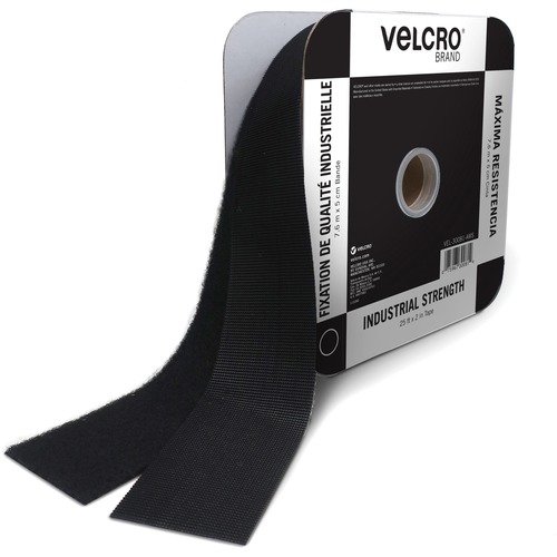 VELCRO® Industrial Fastener Tape - 25 ft Length x 2" Width - Black - 1 Roll